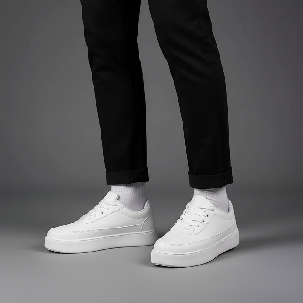 Men's White Platform Sneakers | Casual Mens Trainers