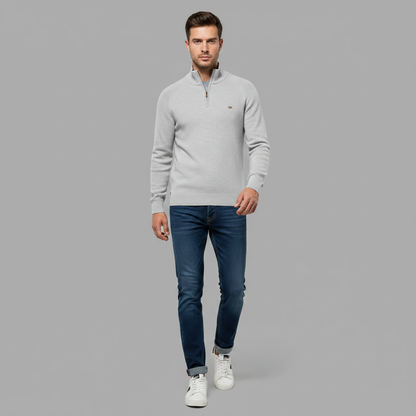 Men's Black Half-Zip Jumper | Slim Fit Knitwear