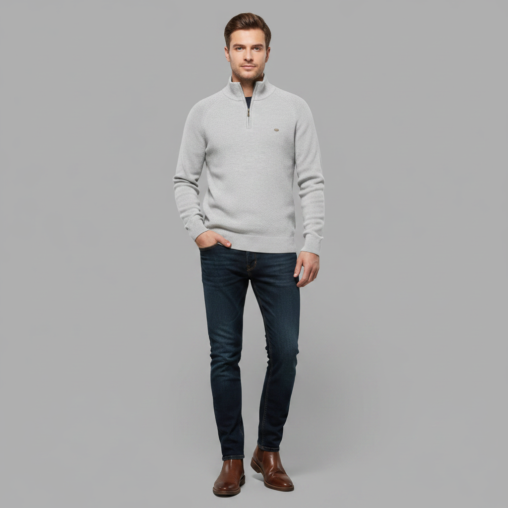 Men's Black Half-Zip Jumper | Slim Fit Knitwear