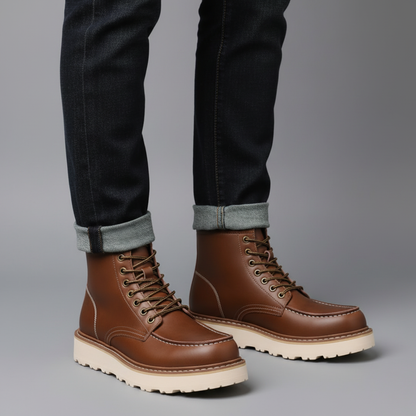 Black Lace-Up Ankle Boots | Durable Leather Footwear