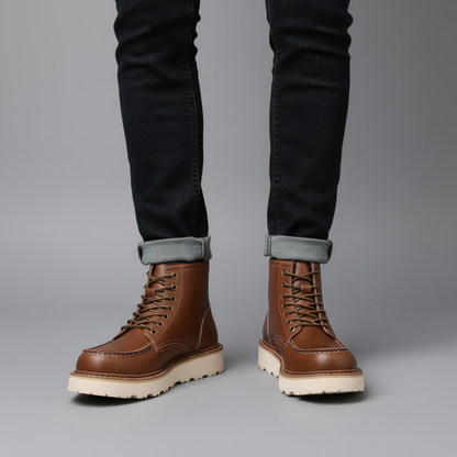 Black Lace-Up Ankle Boots | Durable Leather Footwear