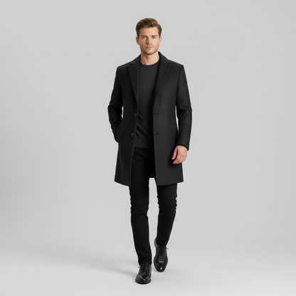 Men's Long Overcoat | Notched Lapel Trench Coat
