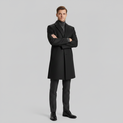 Men's Long Overcoat | Notched Lapel Trench Coat