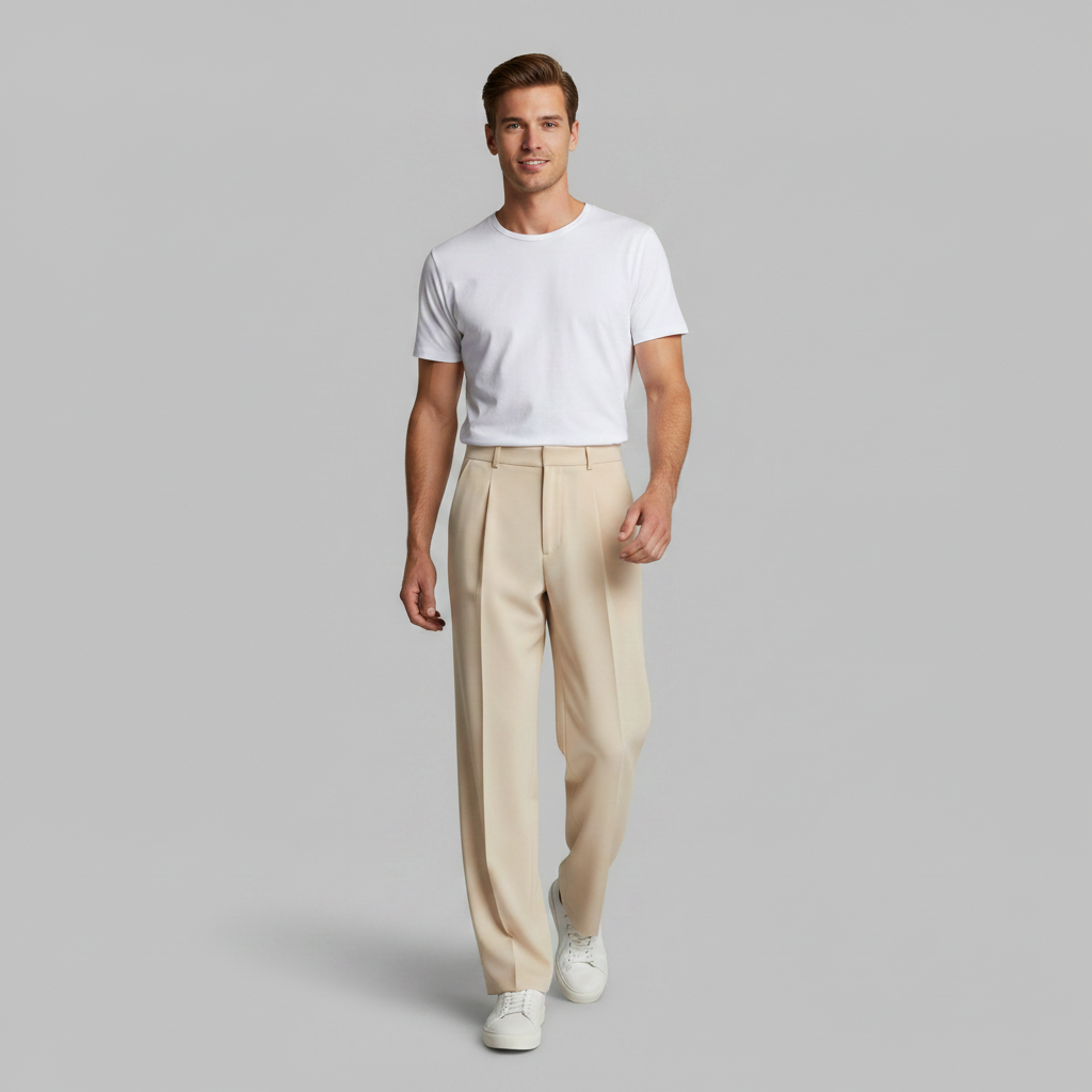 Men's Pleated Trousers | Straight Fit Formal Pants