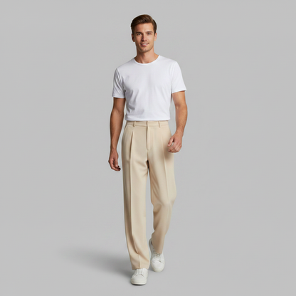 Men's Pleated Trousers | Straight Fit Formal Pants