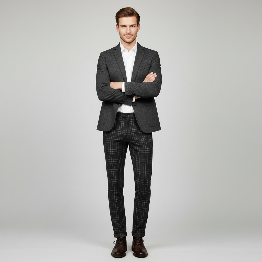 Sasha Checked Chinos | Men's Trousers Casual Pants