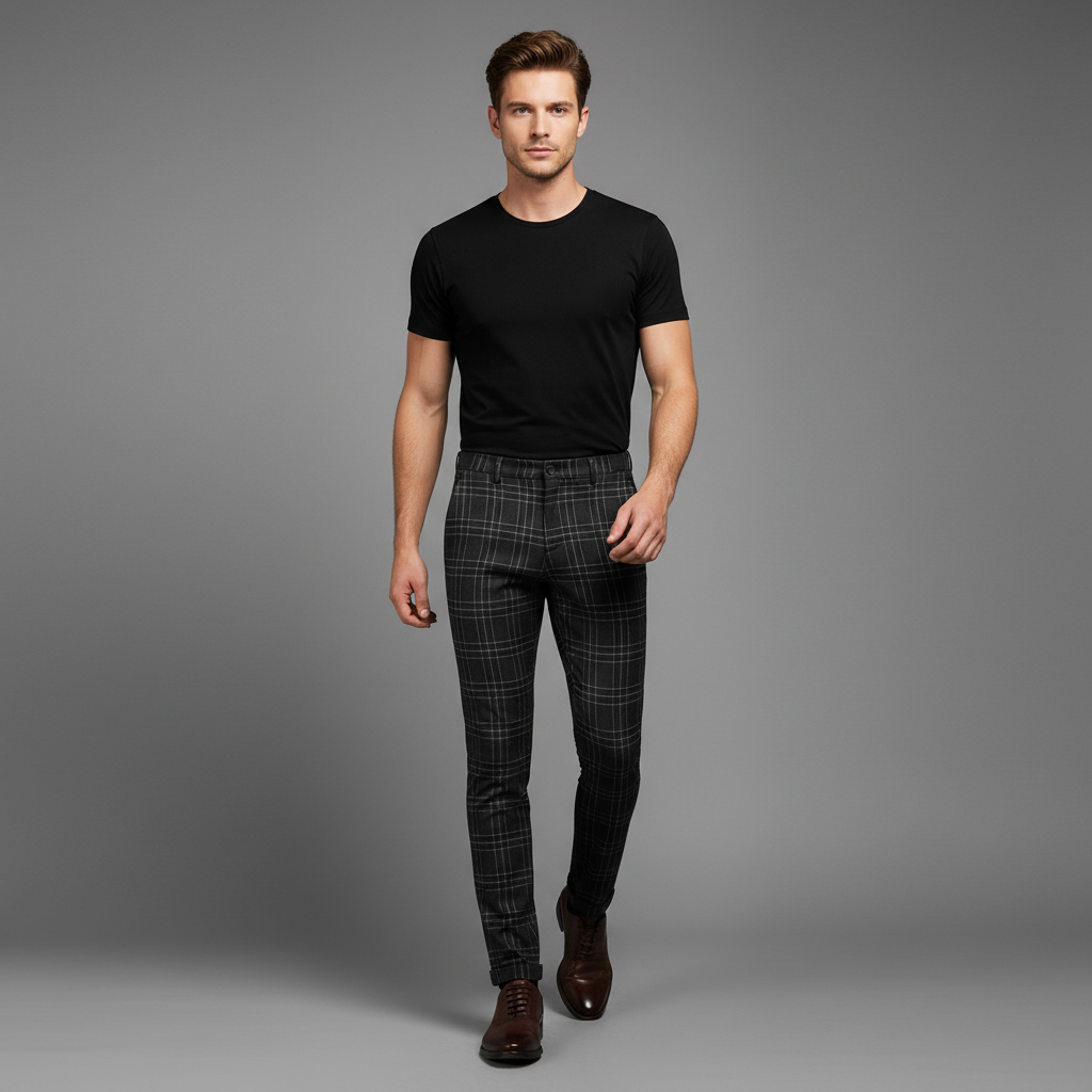 Sasha Checked Chinos | Men's Trousers Casual Pants